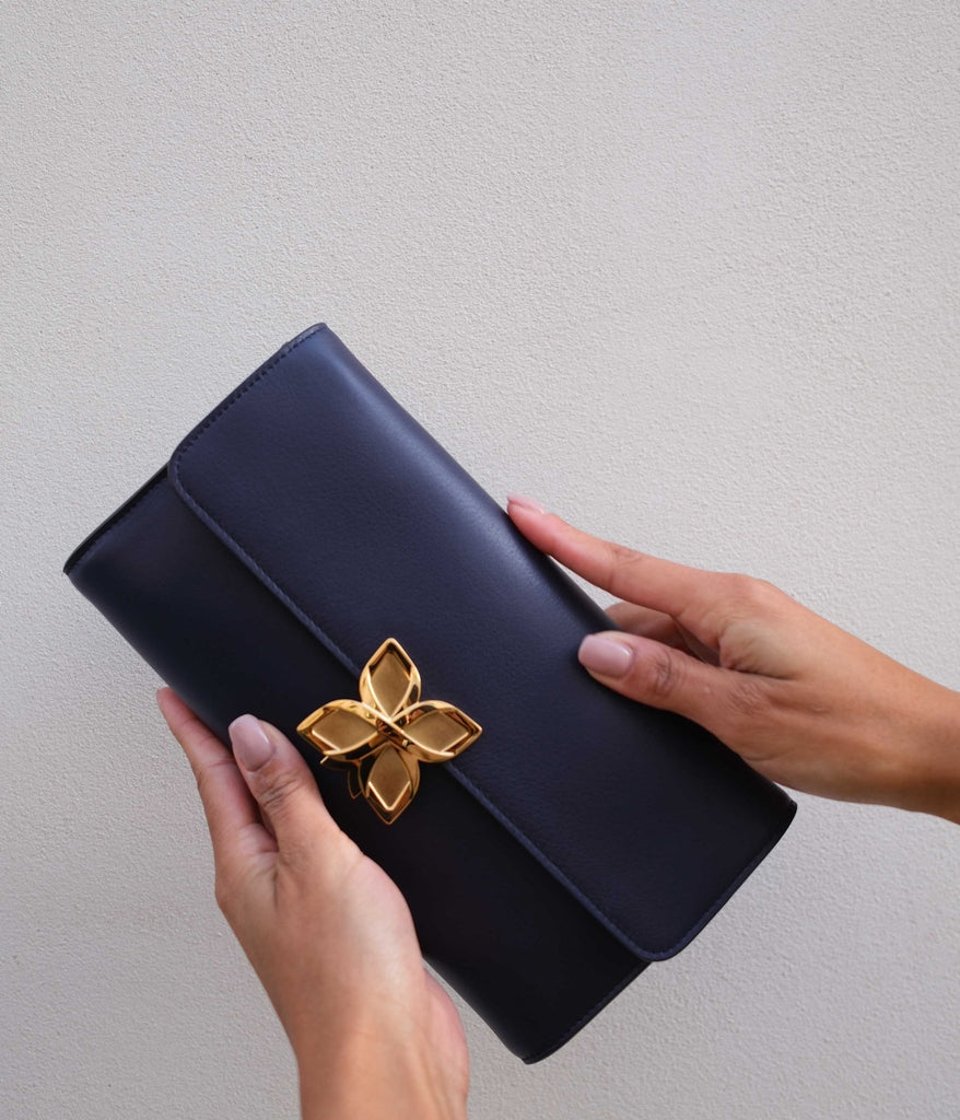 Hortensia Clutch | Bleu Nuit - Fleuron Paris